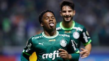 Soccer Football - Copa Libertadores - Group C - Palmeiras v Barcelona SC - Allianz Parque, Sao Paulo, Brazil - June 7, 2023 Palmeiras' Endrick celebrates scoring their fourth goal REUTERS/Amanda Perobelli