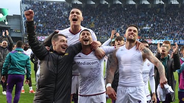 La Fiorentina celebra el pase a la final de la Conference League.