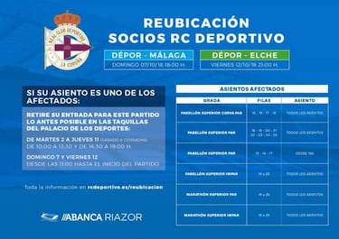 Casi mil socios del Depor serán reubicados ante Málaga y Elche