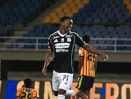 Juan Arizala durante un partido de Independiente Medellín en Liga BetPlay.