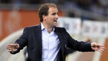 El entrenador de la Real Sociedad, Jagoba Arrasate, durante el partido de ida de la eliminatoria de clasificación para la fase de grupos de la Europa League ante el Aberdee