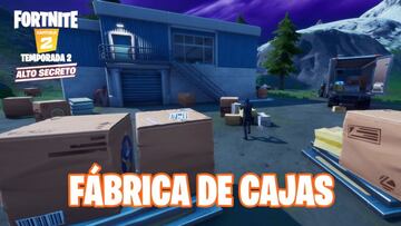 Fortnite Cap&iacute;tulo 2 - Temporada 2 | Desaf&iacute;o de Aventura de Skye: esc&oacute;ndete en una caja de cart&oacute;n en la f&aacute;brica de cajas