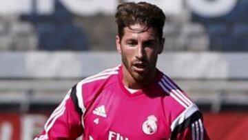 Ramos en el entrenamiento del Madrid