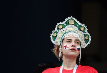 Aficionada inglesa en el estadio de Nizhni Nóvgorod