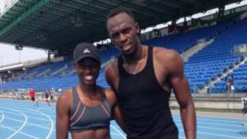 Candace Hill junto a Usain Bolt. 