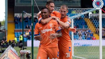 Alfredo Morelos marc&oacute; tripleta en el triunfo del Rangers 3 goles por 1 ante el Kilmarnock en la segunda jornada de la Copa de la Liga de Escocia