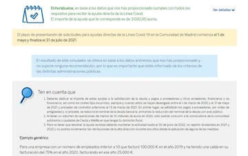 El simulador permite calcular la cuantía de las ayudas a recibir.