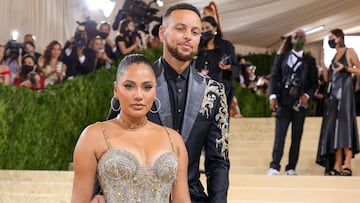 Ayesha Curry and Stephen Curry attend The 2021 Met Gala Celebrating In America: A Lexicon Of Fashion at Metropolitan Museum of Art on September 13, 2021 in New York City.   