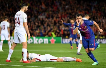 Luis Suárez celebrates after scoring.