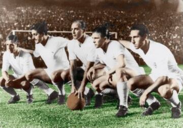 "El quinteto m芍gico" formada por Kopa, Rial, Di St谷fano, Puskas y Gento. La incorporaci車n de Puskas al Real Madrid sirvi車 para completar una delantera que ya hab赤a dejado sobradas muestras de calidad y que con el h迆ngaro en plan goleador domin車 el f迆tbol nacional y europeo.
