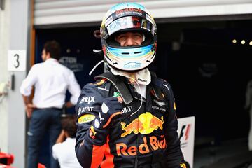 Daniel Ricciardo celebrando su tercera plaza en Bélgica.