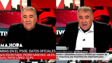 Antonio Garc¨ªa Ferreras se puso una camisa blanca sobre la negra en un especial de "Al rojo vivo" para celebrar la Liga del Real Madrid.