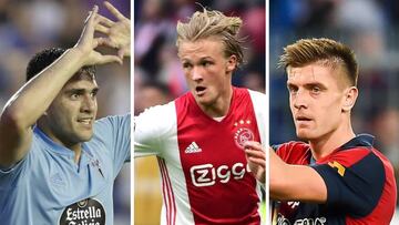 Maxi G&oacute;mez (Celta), Kasper Dolberg (Ajax) y Krzysztof Piatek (Genoa).