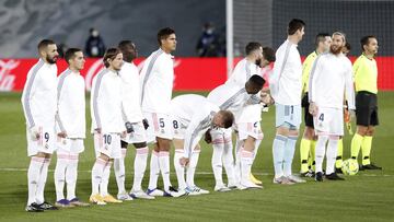 El once titular del Real Madrid contra el Athletic: Benzema, Lucas Vázquez, Modric, Mendy, Varane, Kroos, Vinicius, Carvajal, Valverde, Courtois y Ramos.