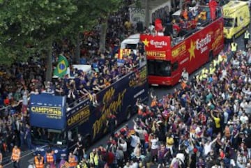 El autobús con los jugadores del FC Barcelona.