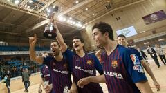 El Barcelona Lassa celebra su t&iacute;tulo de Copa del Rey.