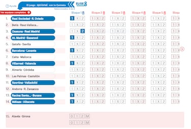 Elige 8 de La Quiniela jornada 44 - 21/2/26 