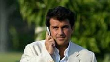 <b>CONTENTO.</B> El presidente del Barcelona está satisfecho con la imagen ofrecida por su equipo en Milán.