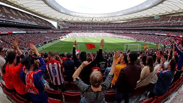Afición del Atlético en el Wanda Metropolitano.