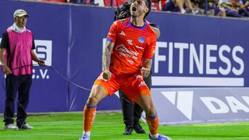Nicolas Benedetti celebrates his goal 1-1 of Mazatlan during the 14th round match between Atletico de San Luis and Mazatlan FC as part of the Liga BBVA MX, Torneo Clausura 2025 at Alfonso Lastras Stadium, on April 05, 2025 in San Luis Potosi, Mexico.