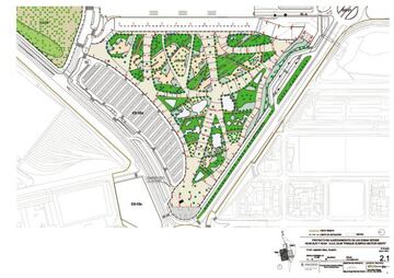 Plano del proyecto de ajardinamiento del Wanda Metropolitano. Parte 1.