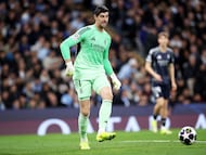 MANCHESTER (United Kingdom), 17/03/2026.- Real Madrid goalkeeper Thibaut Courtois in action during the UEFA Champions League Round of 16 2nd leg match between Manchester City and Real Madrid in Manchester, Great Britain, 17 March 2026. (Liga de Campeones, Gran Bretaña, Reino Unido) EFE/EPA/ADAM VAUGHAN