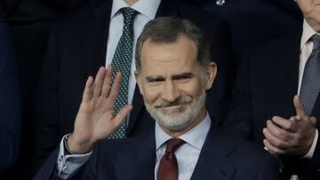 Soccer Football - Copa del Rey - Copa del Rey - Final - Real Betis v Valencia - Estadio La Cartuja de Sevilla, Seville, Spain - April 23, 2022  King Felipe VI of Spain is seen in the stands before the match REUTERS/Jon Nazca