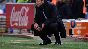 Diego Simeone on the touchline during Atl&eacute;tico&#039;s cup loss to Celta. 