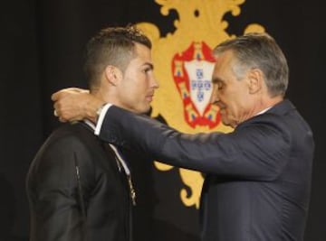 El delantero del Real Madrid y la selecci¨®n lusa, Cristiano Ronaldo ha sido nombrado Gran Oficial de la Orden del Infante D. Henrique por el presidente del pa¨ªs An¨ªbal Cavaco, durante un acto celebrado en el Palacio de Belem, Lisboa, Portugal