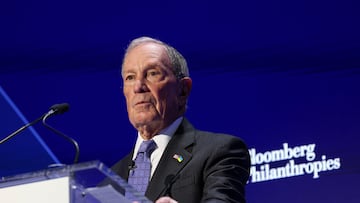 Michael Bloomberg speaks at the annual Bloomberg Philanthropies Global Forum in Manhattan, New York City, U.S., September 24, 2025.REUTERS/Caitlin Ochs
