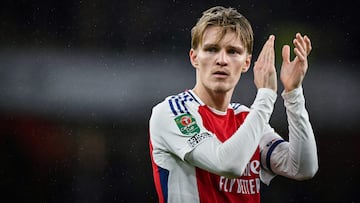 Martin Odegaard, jugador del Arsenal, tras el partido de Carabao Cup ante el Crystal Palace.