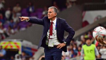 El director técnico portugués Carlos Queiroz durante el partido entre Irán y Japón por las semifinales de la Copa Asiática