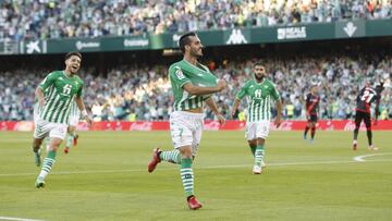 Juanmi celebra su gol ante el Rayo. 