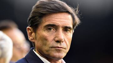 (FILES) In this file photo taken on August 24, 2019 Valencia's Spanish coach Marcelino Garcia Toral looks on during the Spanish League football match between Celta Vigo and Valencia at the Balaidos stadium in Madrid on August 24, 2019. - Valencia fir