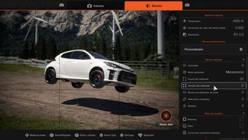El modo foto es abrumador en opciones. Las creaciones se pueden compartir con la comunidad de GT7 o en redes sociales.