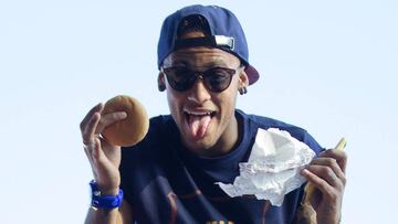 Neymar, en la celebración de la Liga.