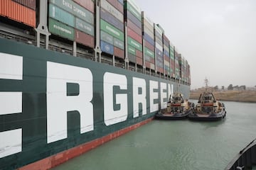   El buque de transporte de mercancías (Ever Given) sigue encallado en el Canal de Suez, un canal navegable situado en Egipto que une el mar Mediterráneo con el mar Rojo, debido a una tormenta de arena y de fuerte viento. Numerosos barcos han quedado atascados debido a una tormenta de arena y de fuerte viento con embarcaciones queriendo cruzar el canal. El Ever Given tiene 400 metros de eslora y pesa 200.000 toneladas sin carga, con capacidad de transportar 20.000 contenedores.