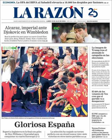 Invencibles, Reyes de Europa... Las portadas del triunfo de España en la Euro