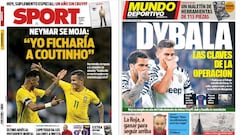 Dybala y Coutinho ganan a Cruyff en las portadas de Barcelona