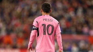 FOXBOROUGH, MASSACHUSETTS - APRIL 27: Lionel Messi #10 of Inter Miami looks on in the game against the New England Revolution during the first half at Gillette Stadium on April 27, 2024 in Foxborough, Massachusetts.   Maddie Meyer/Getty Images/AFP (Photo by Maddie Meyer / GETTY IMAGES NORTH AMERICA / Getty Images via AFP)