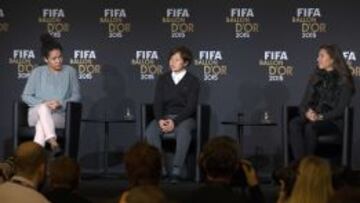 Rueda de prensa de Celia Sasic, Aya Myama y Carli Lloyd.