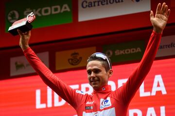 Rudy Molard celebra que es el nuevo líder de La Vuelta.