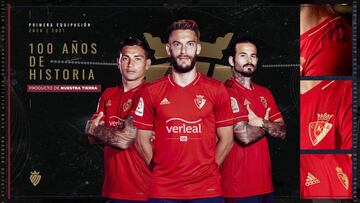 Osasuna presenta las equipaciones que lucirá en el año de su centenario