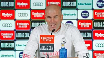 GRAF2405. MADRID, 20/11/20 .- El entrenador del Real Madrid, Zinedine Zidane, ofrece una rueda de prensa este viernes en Madrid, en la víspera de su encuentro ante el Villarreal CF correspondiente a la décima jornada de LaLiga Santander. EFE