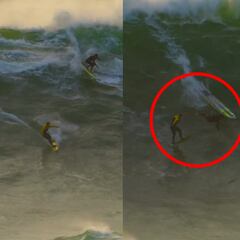 Multitud, caos y choques en las olas gigantes de Nazaré