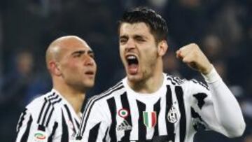 Álvaro Morata celebra un gol con la Juventus.