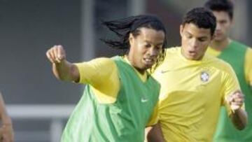 Ronaldinho, en uno de los entrenamientos