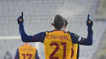 SOFIA, BULGARIA - DECEMBER 09: Borja Mayoral of AS Roma celebrates after scored the second goal for his team during the UEFA Europa Conference League group C match between CSKA Sofia and AS Roma at Vasil Levski National Stadium on December 09, 2021 in Sof