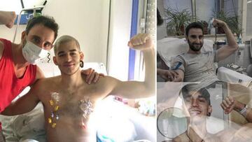 Imágenes de Dani Rovira con Pablo Ráez y del montaje del actor malagueño donando junto a una foto de él.