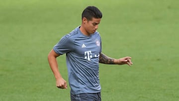 James Rodríguez durante un entrenamiento con el Bayern Múnich